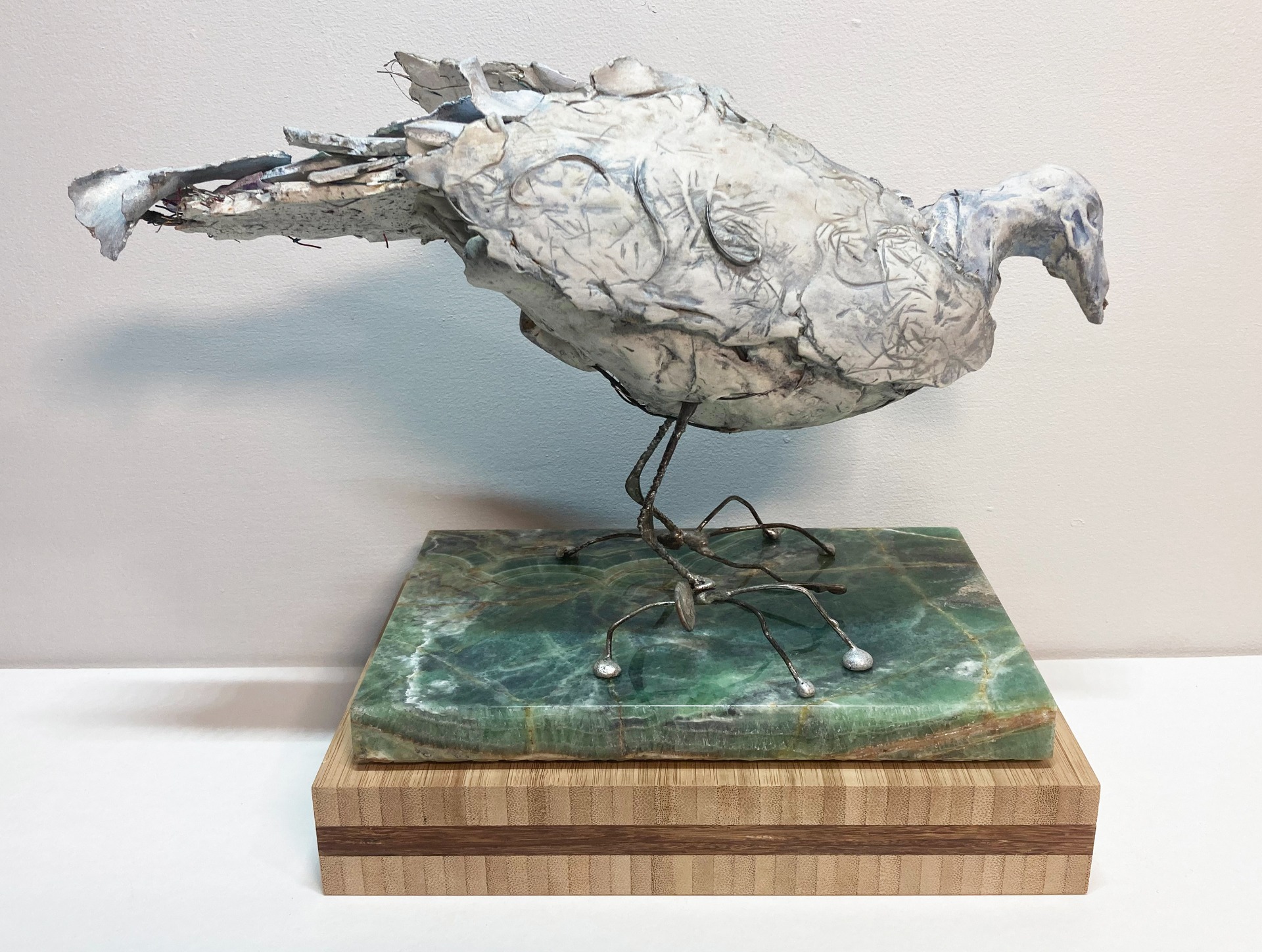 Dove at Peace (clay, wire, marble, wood